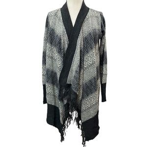 BERRETTI Italy Gray Wool Blend Wrap Shawl Open Cardigan Sweater Top Large